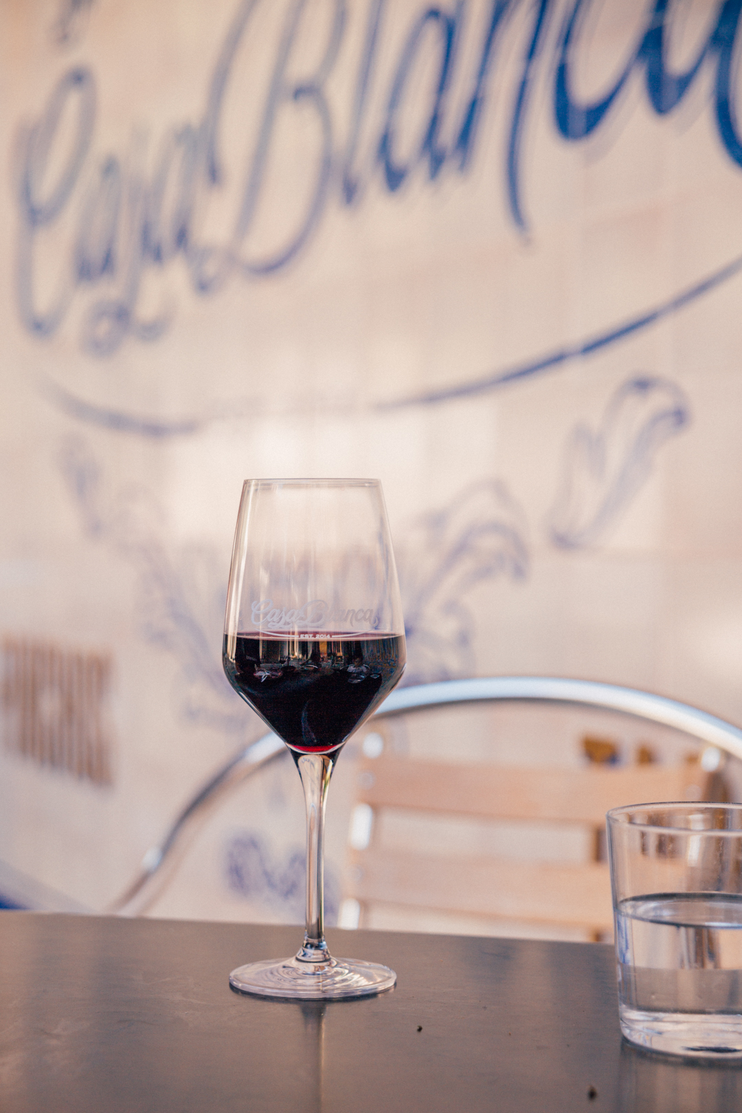 glass of red wine at Taverna Casa Blanca in Marbella, Spain