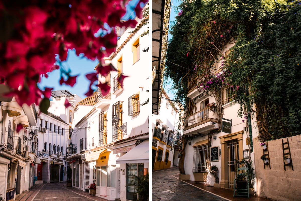 Pretty streets of Marbella old town on Costa del Sol, Southern Spain.