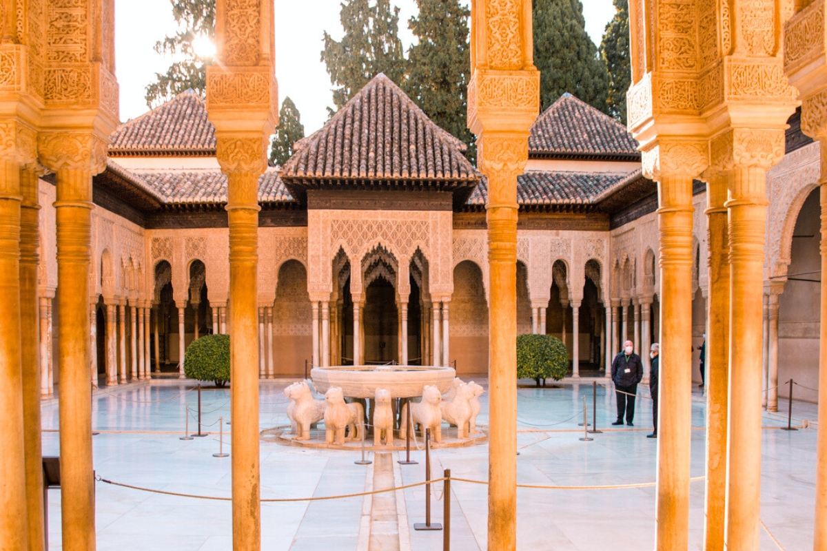 The Courtyard of the lions in Alhambra, Granada, Southern Spain.