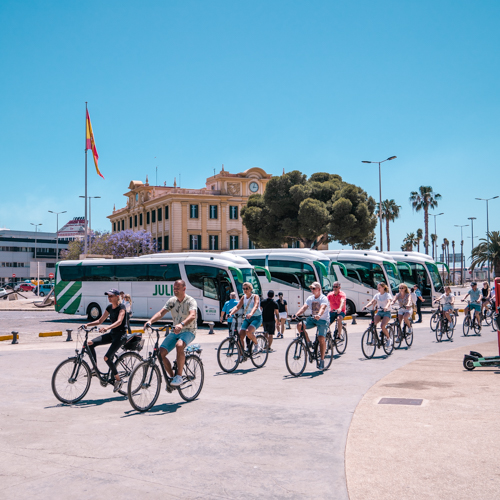people taking part in malaga bike tour