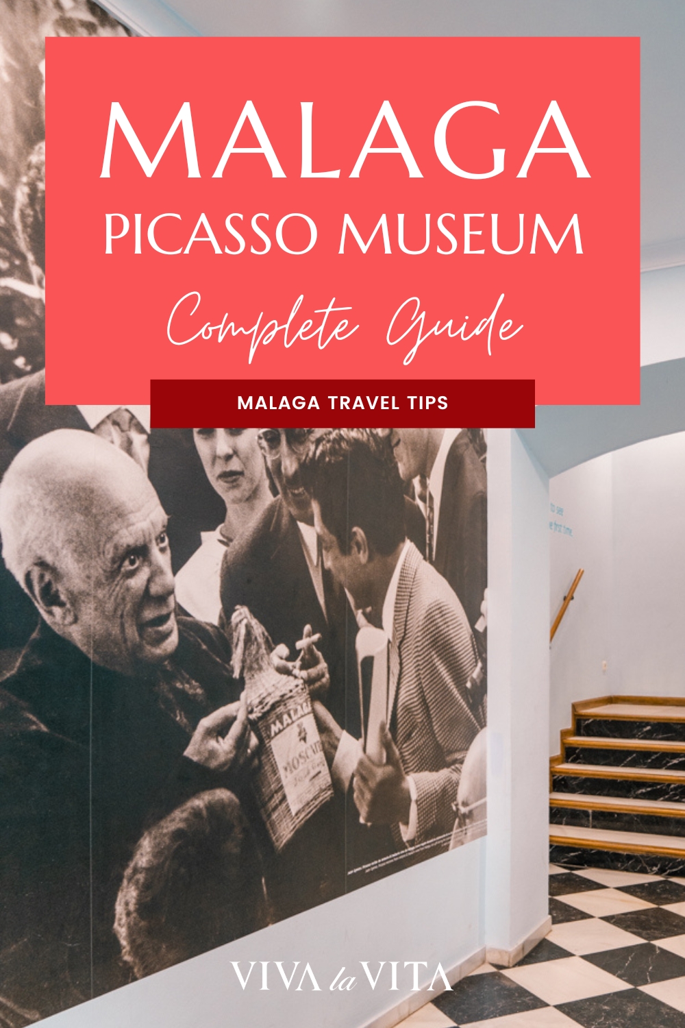 Pinterest image showing the works and art of Picasso, with a headline: Malaga Picasso Museum, Complete guide with malaga travel tips
