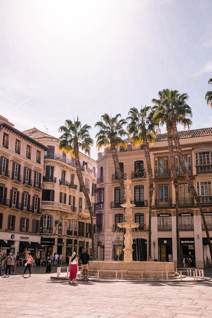 city square in Malaga, Spain