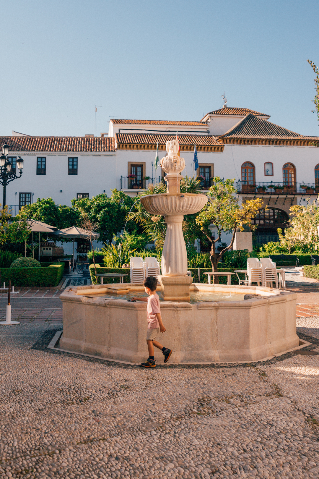 the fountain at plaza de los naranjos in Marbella, Spain