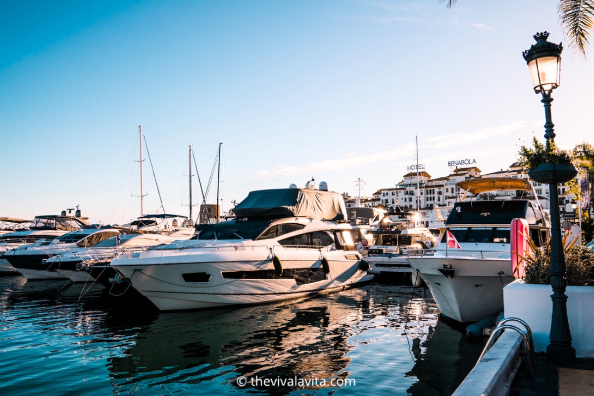 Luxury Boats in the marina of Puerto Banus in Marbella.