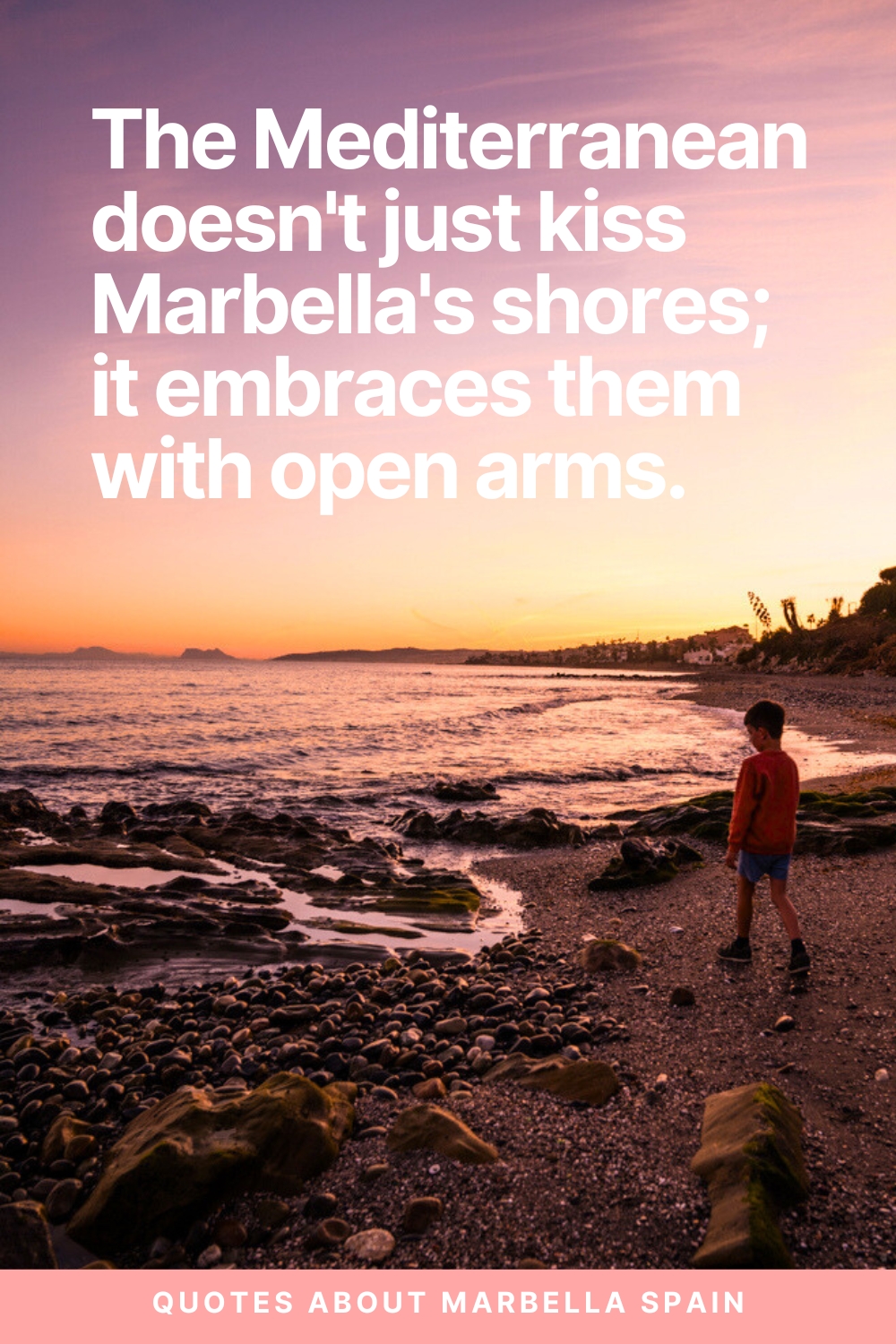pinterest image with a quote about marbella in southern spain