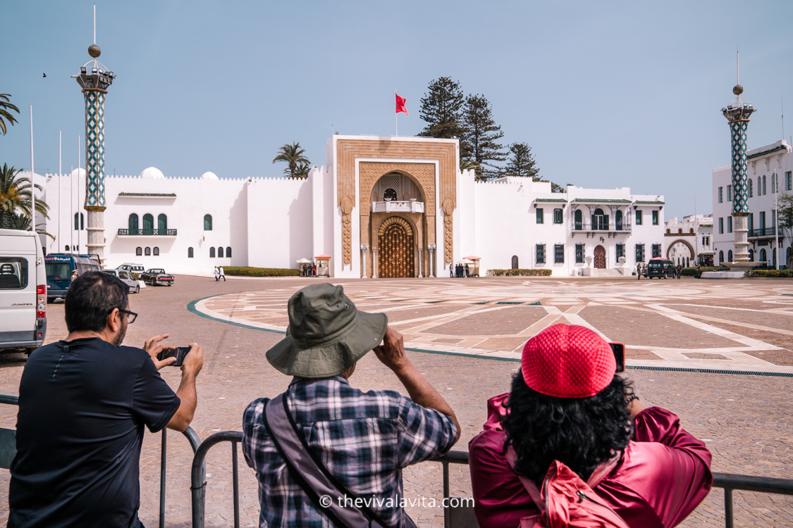 tourists outside of the Royal Palace in the Medina of Tetouan, Morocco