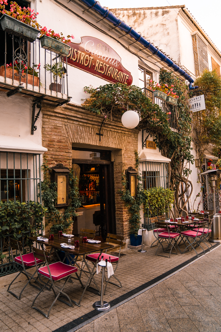 local restaurant in Marbella old town on costa del sol, southern spain