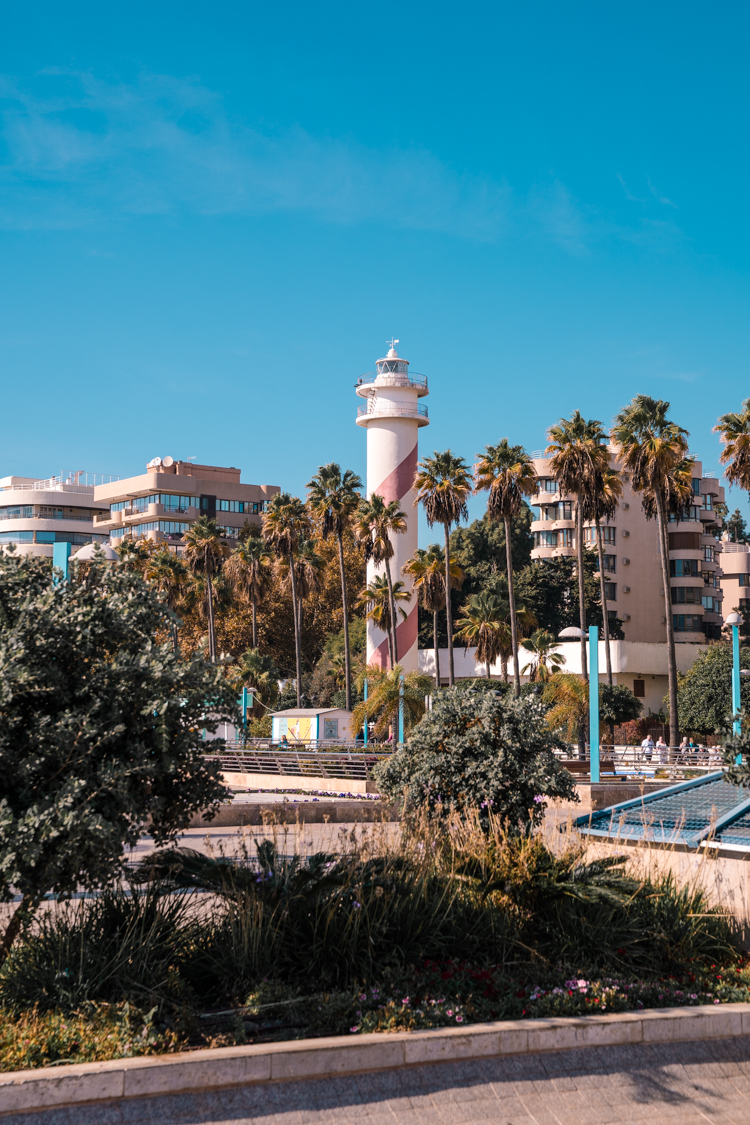 The lighthouse in Marbella port, Southern Spain