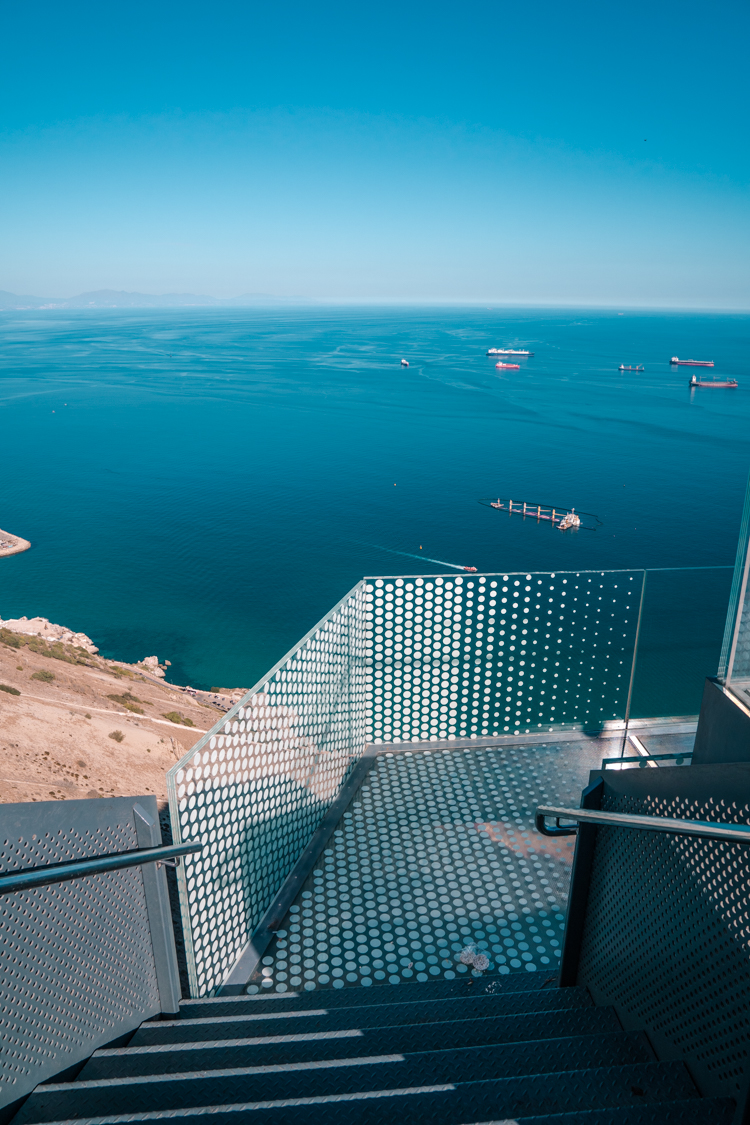 view of the Mediterranean sea from the skywalk in Gibraltar