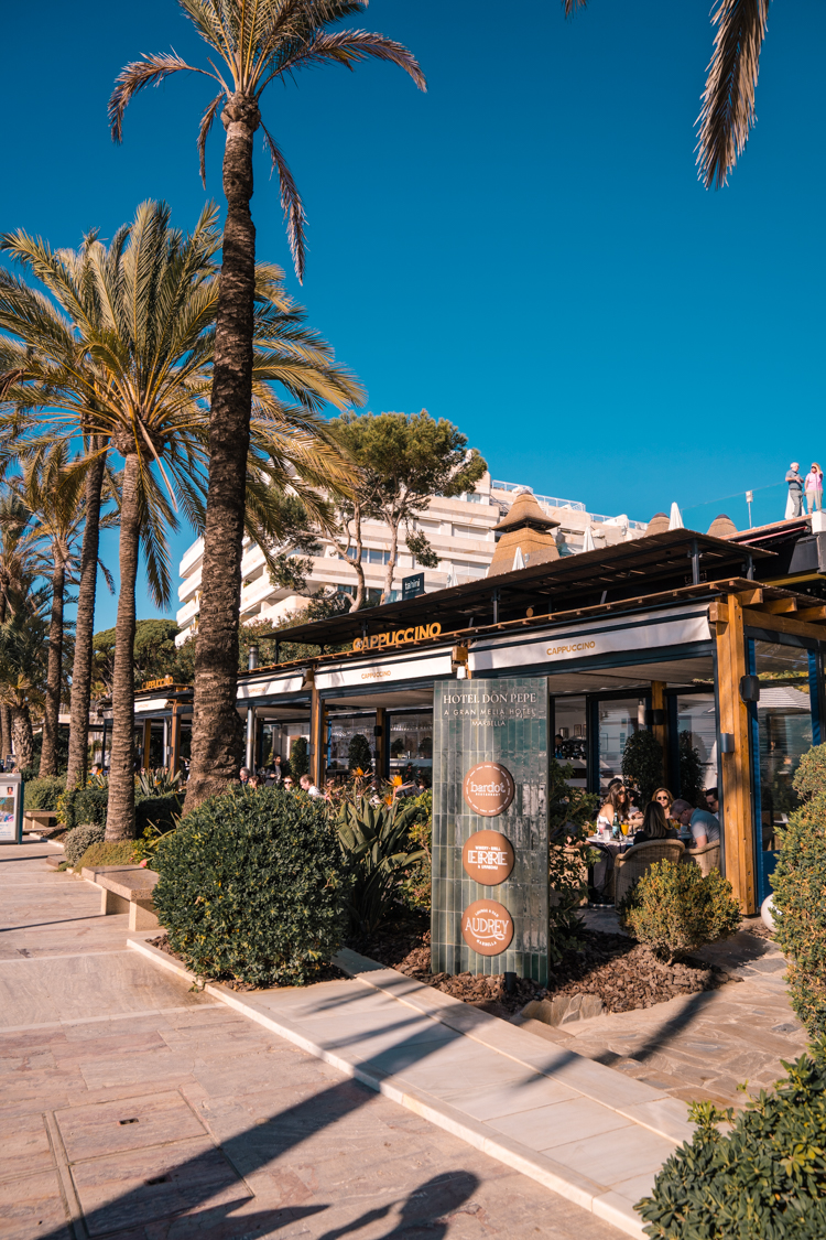 Local cafe beach club in Marbella, Soutehrn Spain