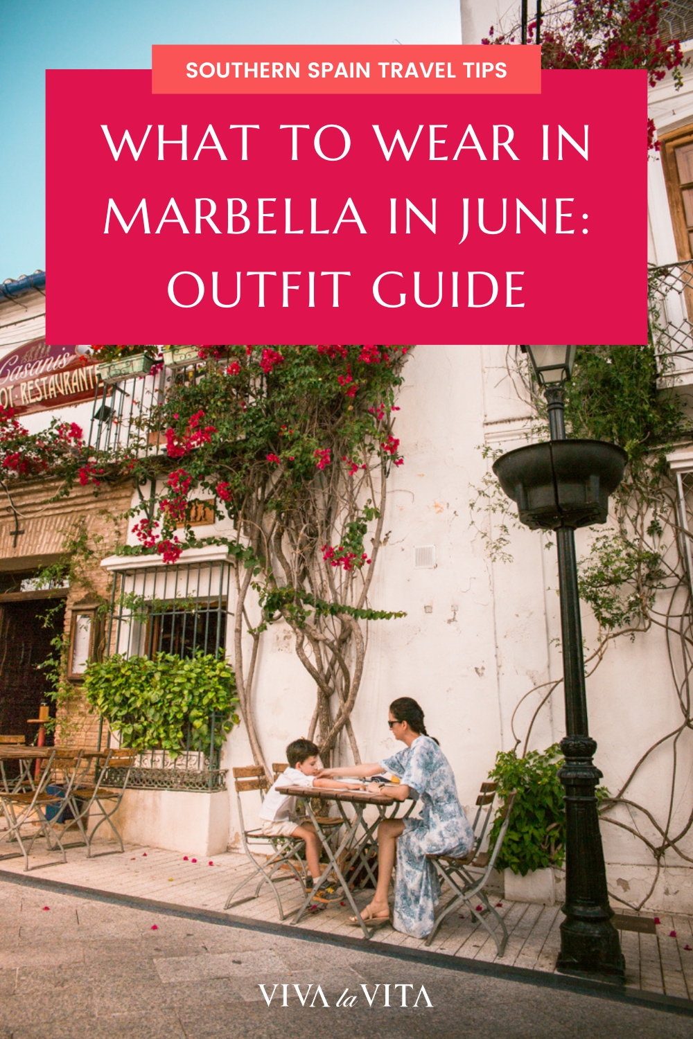 pin image for an article about what to wear in marbella in june