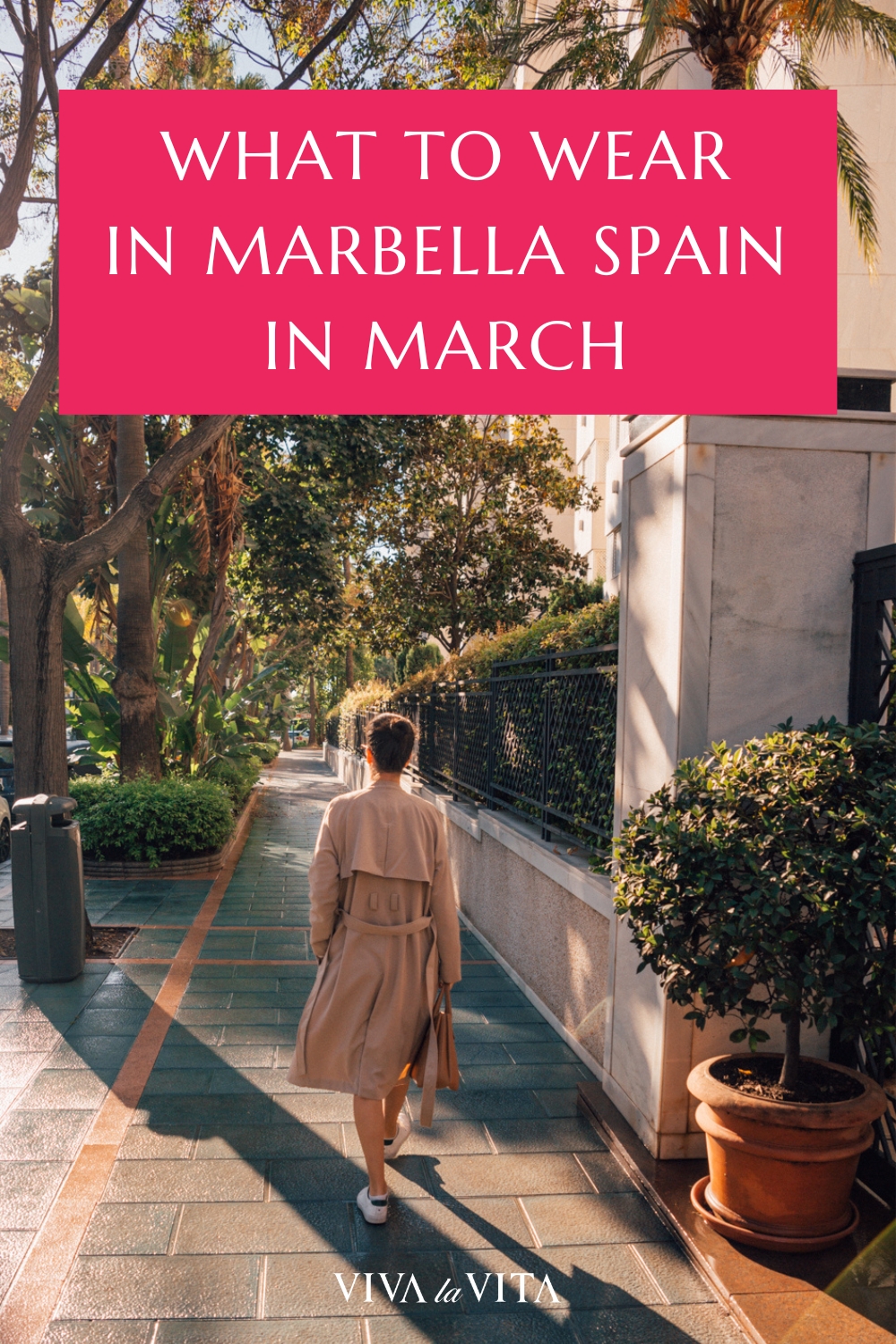 pin image for an article about what to wear in marbella in March