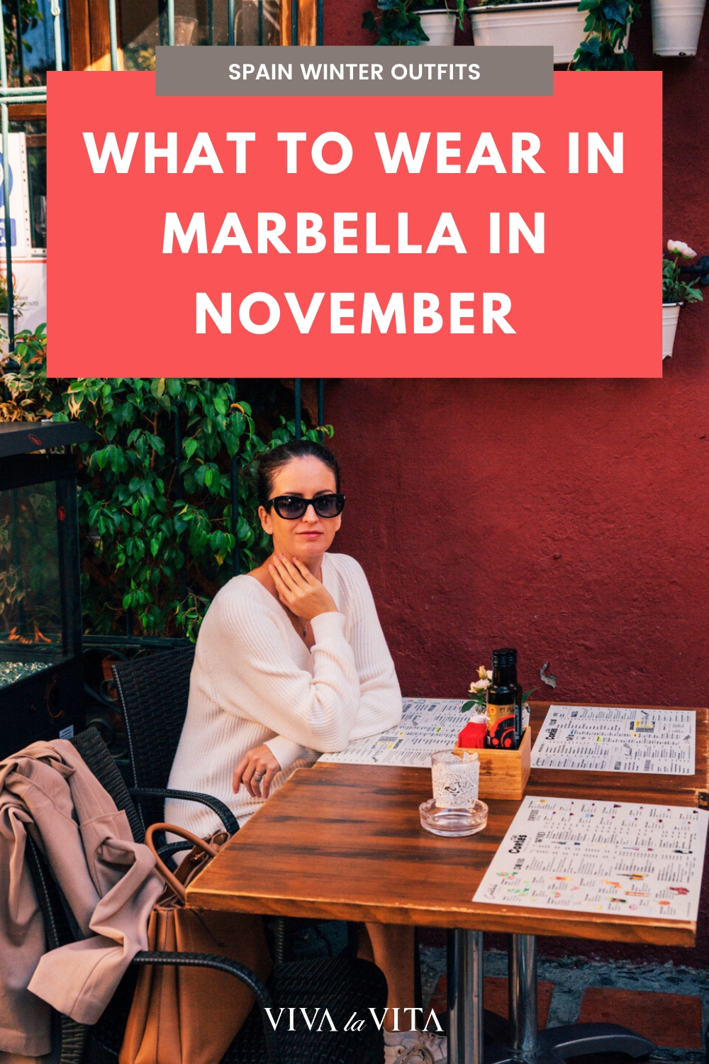 pin image for an article about what to wear in marbella in november