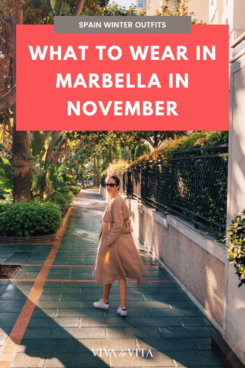 pin image for an article about what to wear in marbella in november