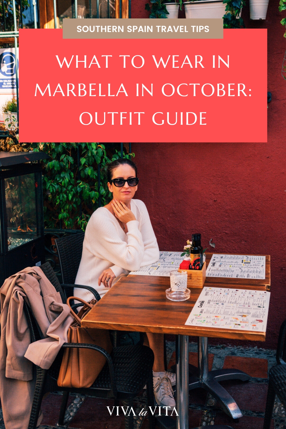 pin image for an article about what to wear in marbella in october