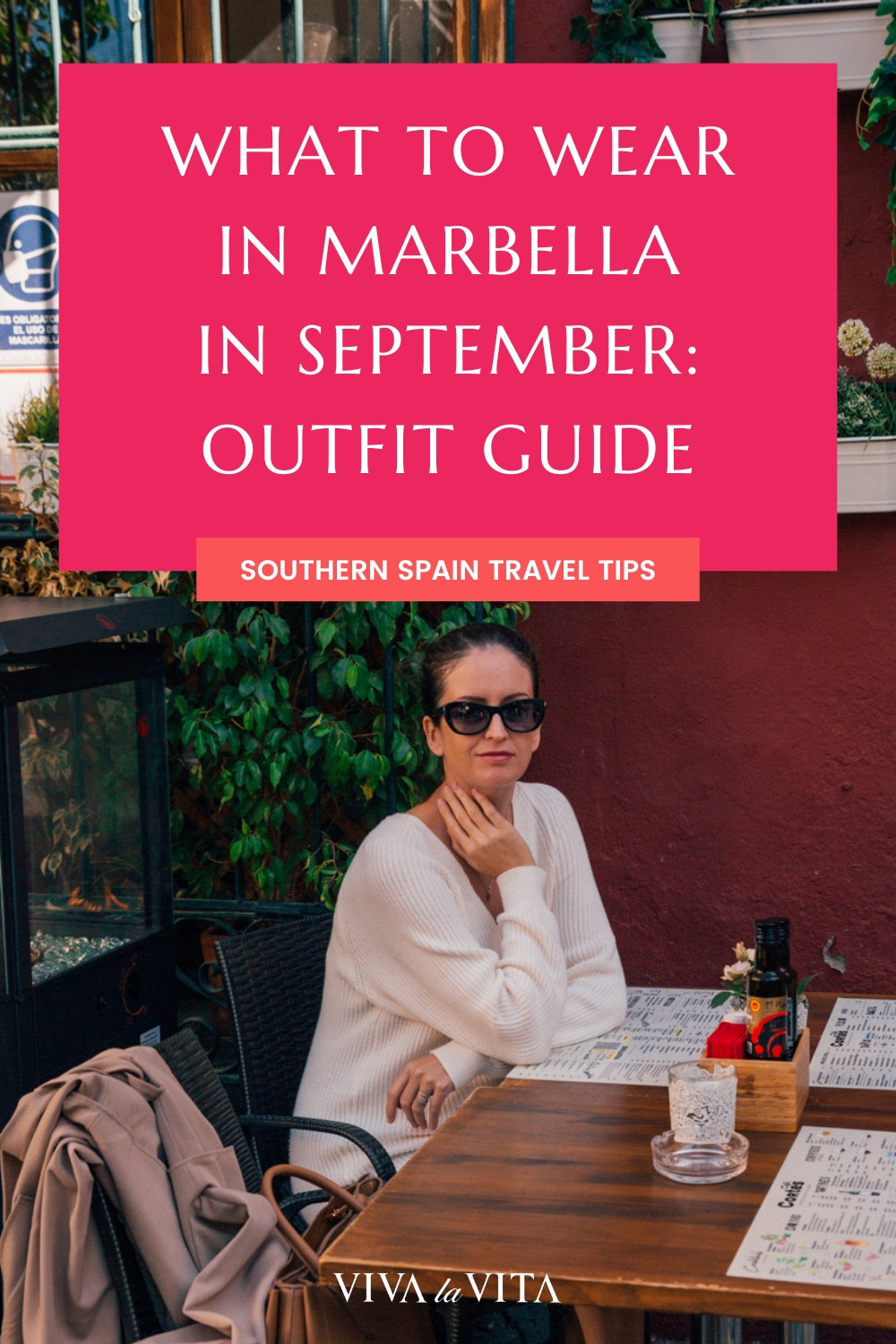pinterest image for an article about what to wear in marbella in september